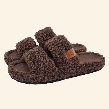 Fluffy Double-Strap Teddy Slippers