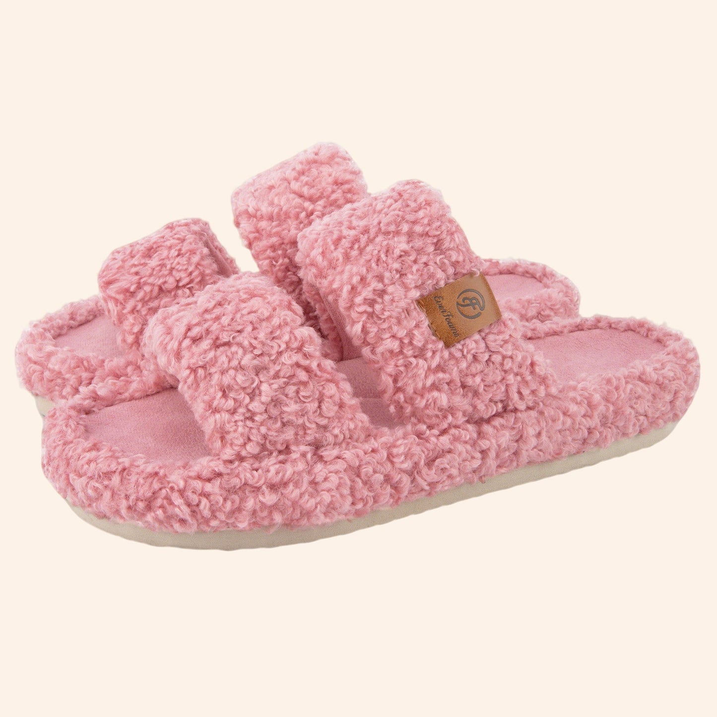 Fluffy Double-Strap Teddy Slippers