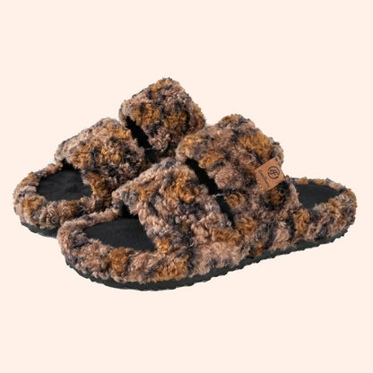 Fluffy Double-Strap Teddy Slippers