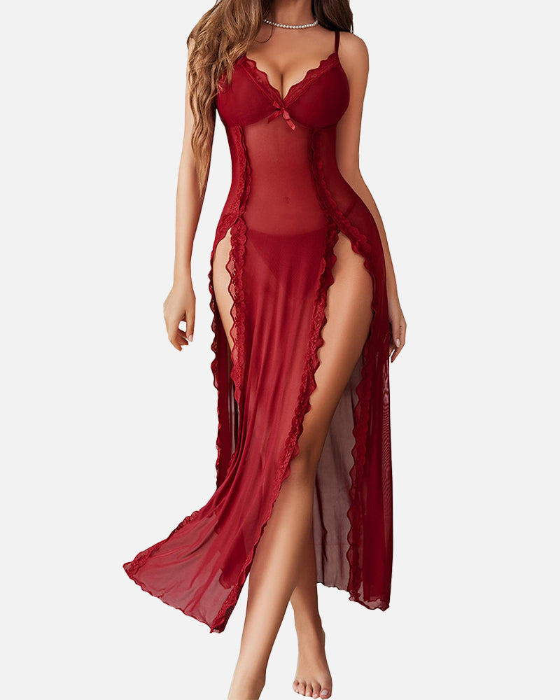 Nuisette longue fendue — Voile & Dentelle
