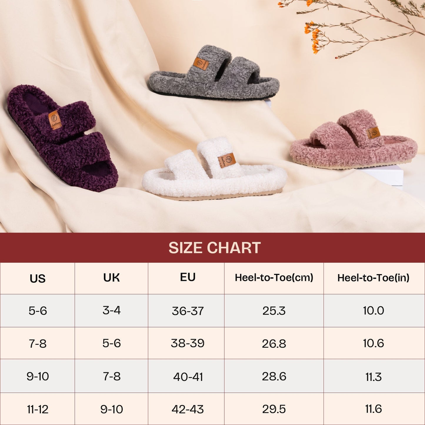 Fluffy Double-Strap Teddy Slippers