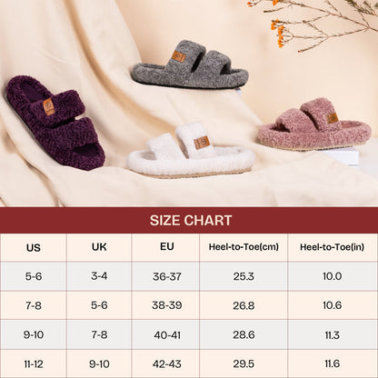 Fluffy Double-Strap Teddy Slippers