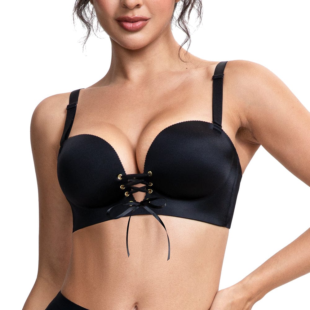 "Add Two Cups" Padded Wireless Plunge Push Up Bra