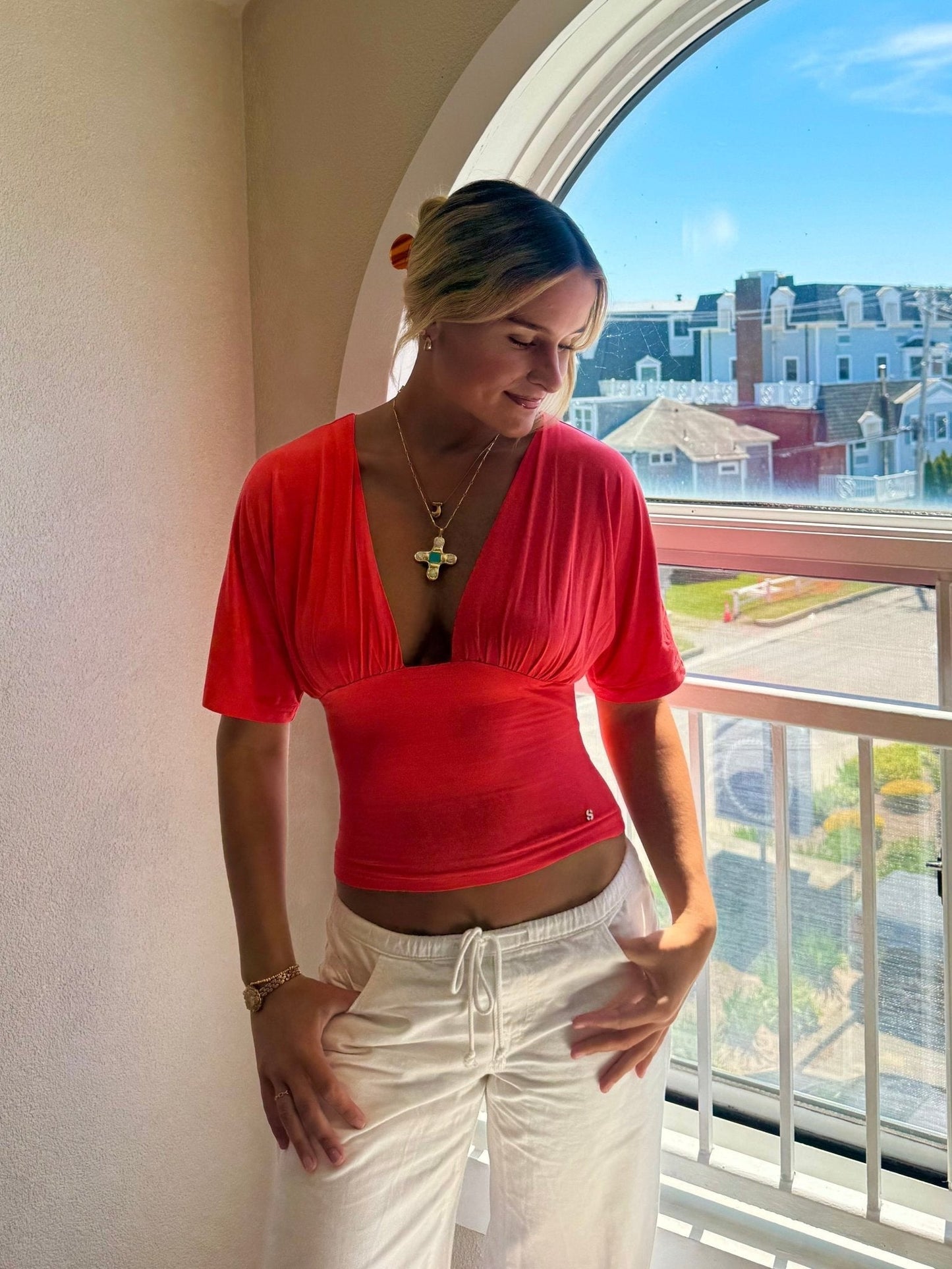 Vaya Draped V-Neck Top