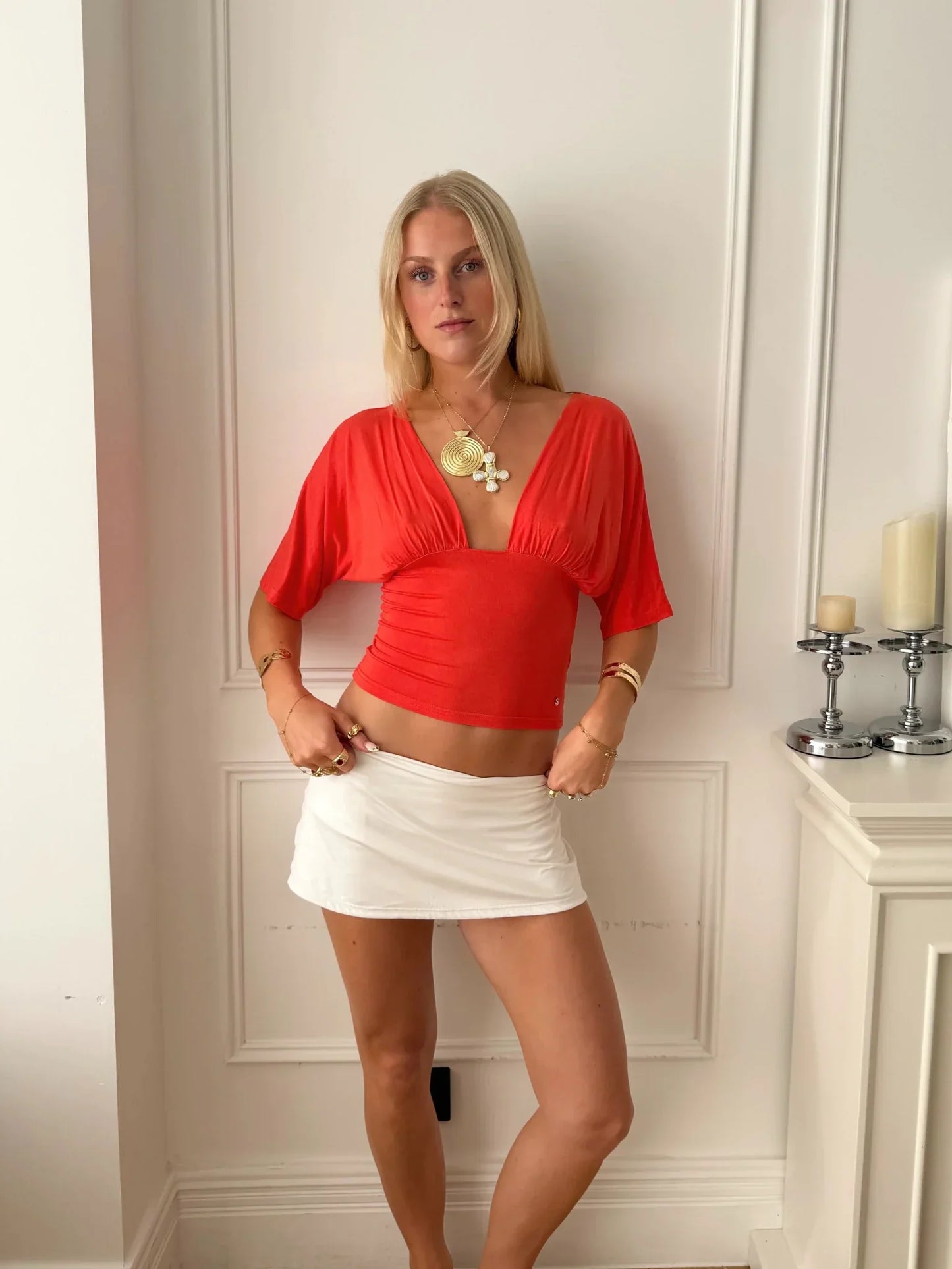 Vaya Draped V-Neck Top